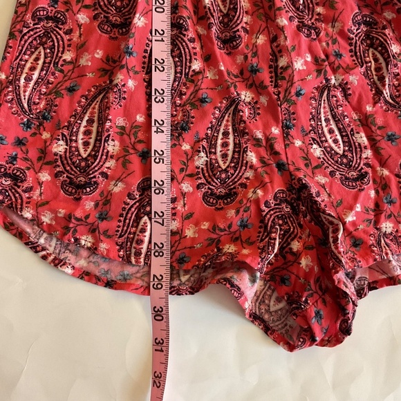 Abercrombie & Fitch Salmon Pink Black Paisley Long Sleeve Romper S Lace Up Y2K - Picture 12 of 12